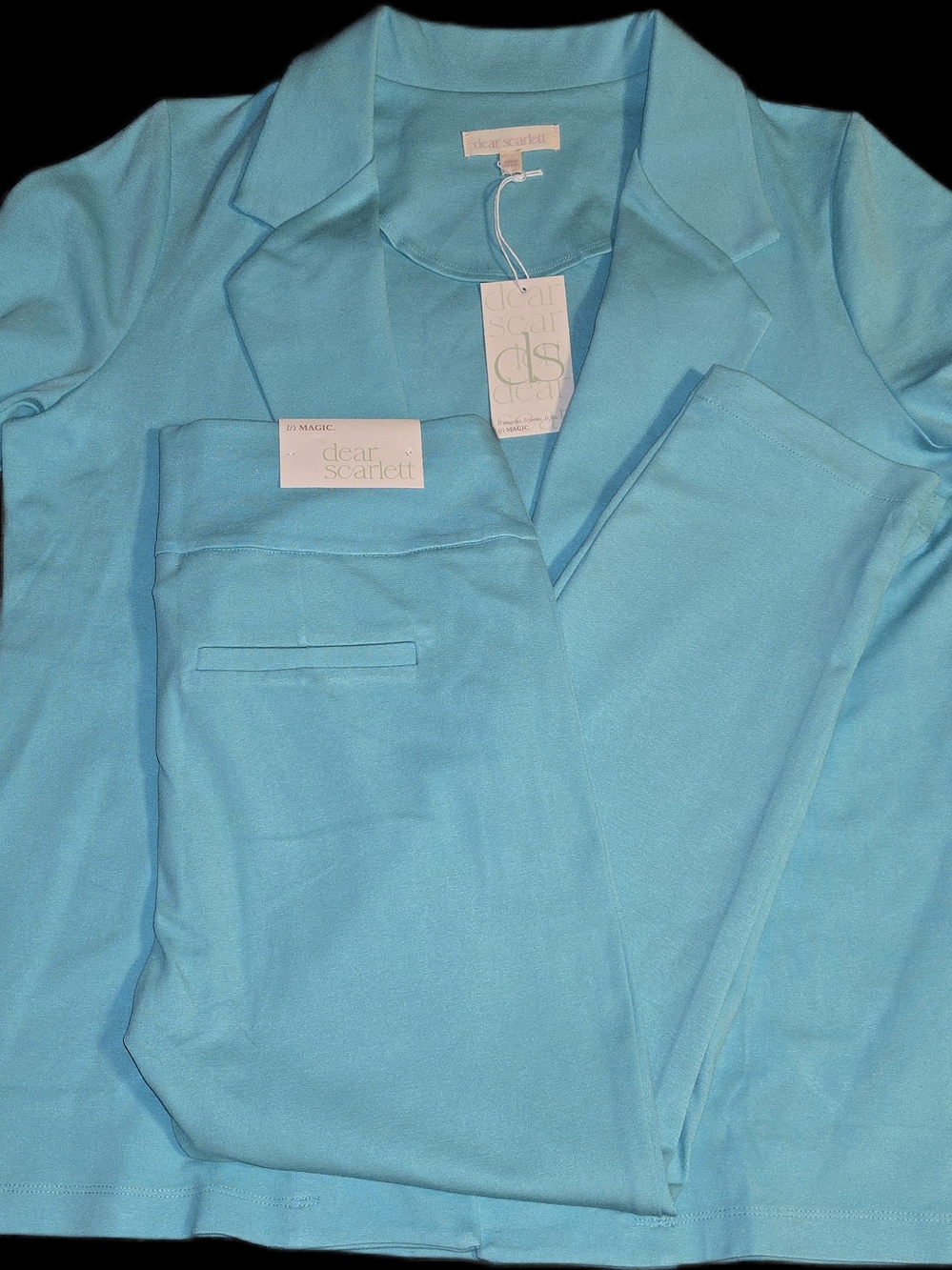Dear Scarlett Aqua Magic 3/4 Sleeve Blazer Sz XL - Picture 6 of 8